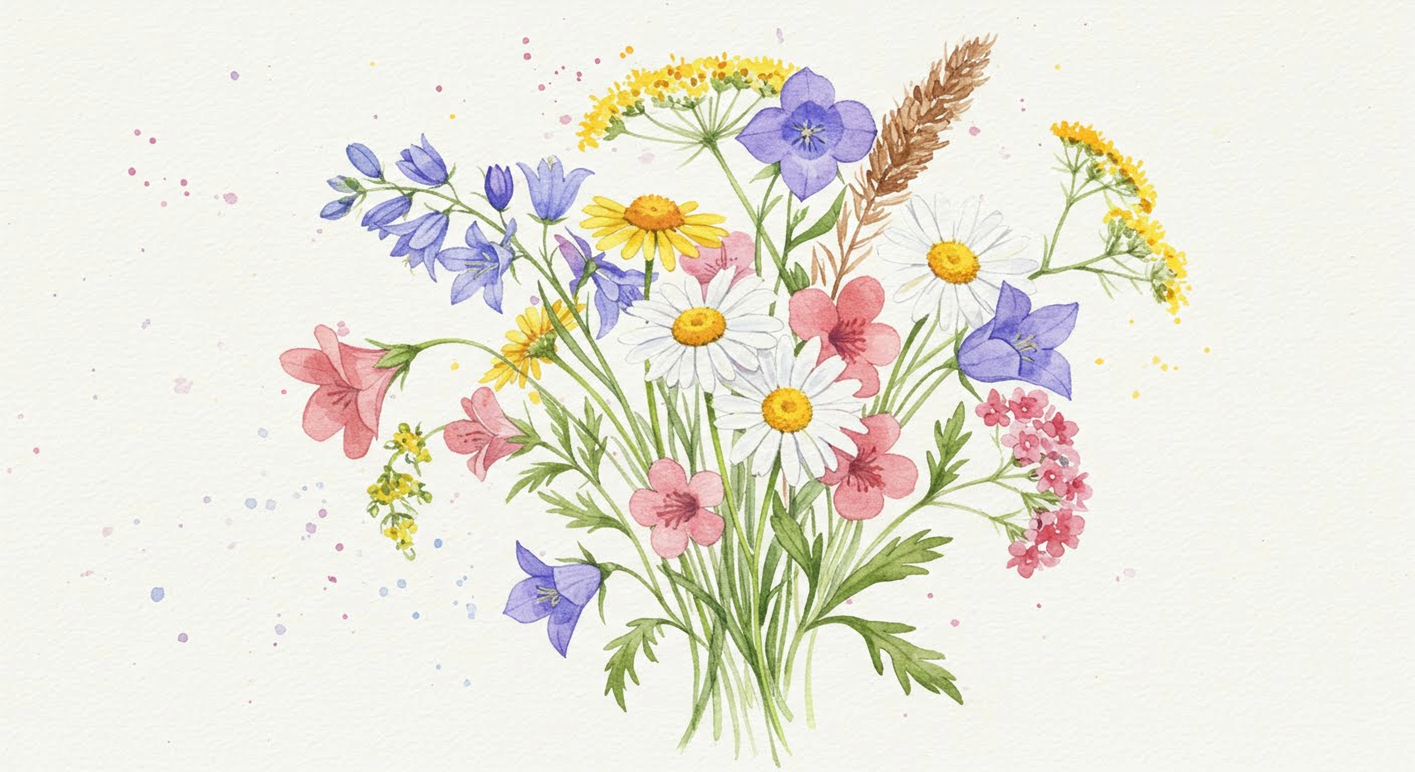 Delicate watercolor illustration of flowers