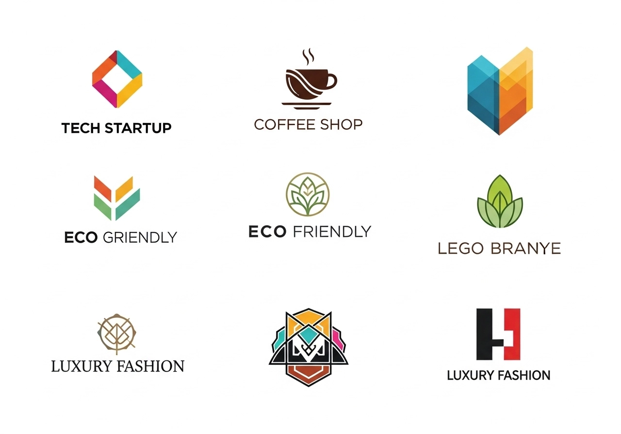 AI generated examples of logo concepts for different brands