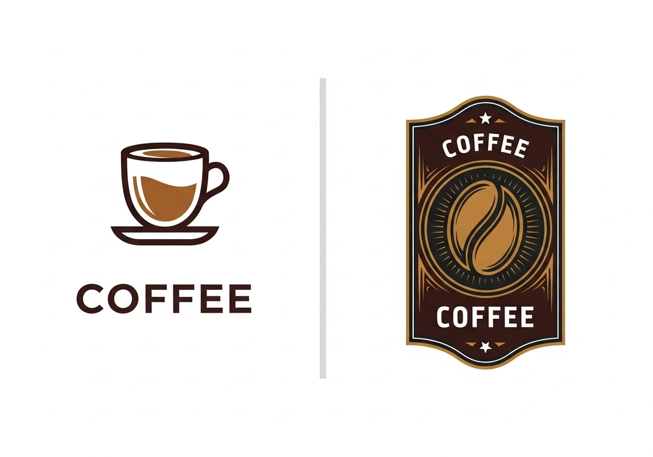 Comparison of AI generated logos in modern and vintage styles