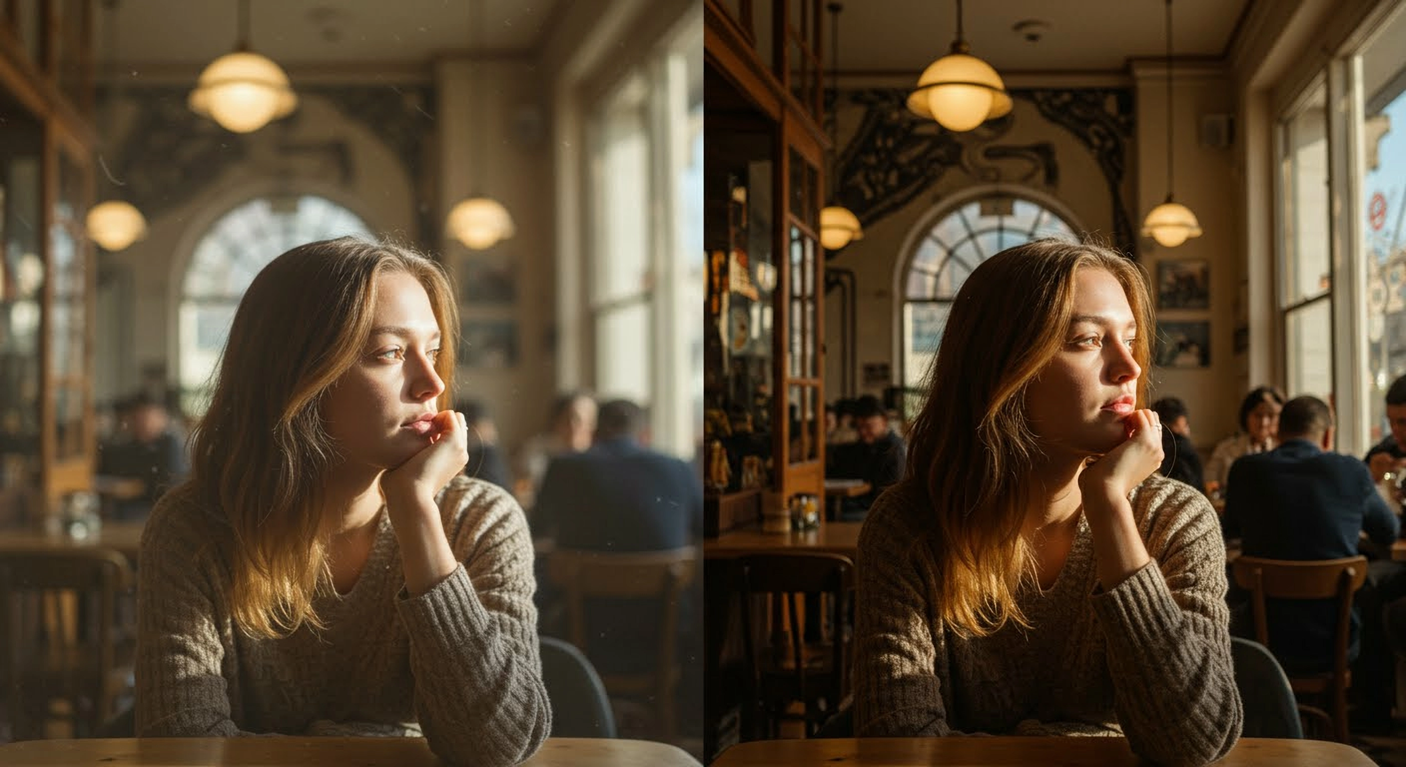 Comparison of shallow vs deep depth of field in a portrait