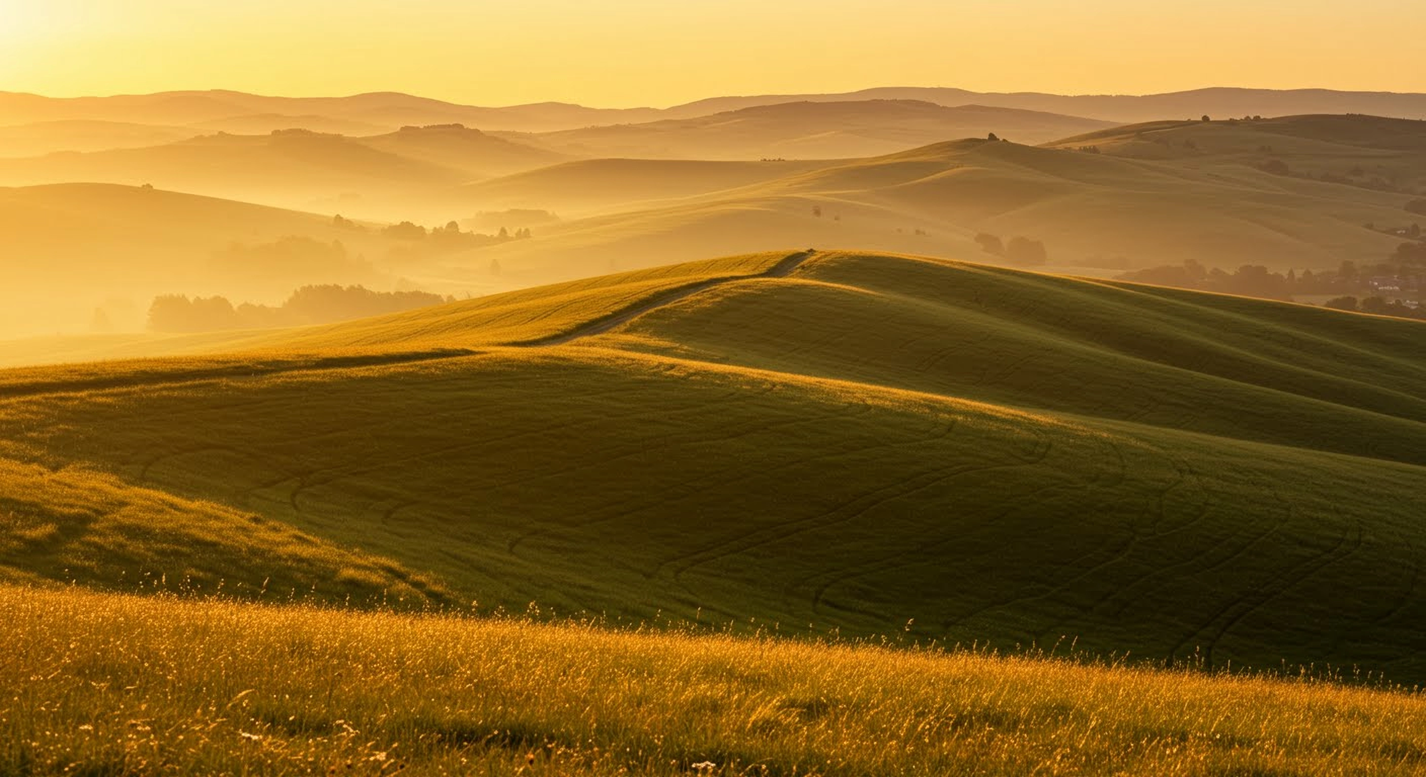 Photorealistic landscape during golden hour